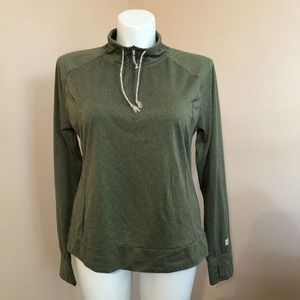 Avalanche Green Soft Fleece 1/4 Zip Pullover Sweatshirt Thumb Holes XL